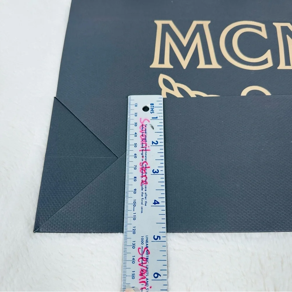 MCM 14.5”x10”x5” Authentic Black Gold Logo Shopping Paper Bag Gift Tote Small - Picture 4 of 4
